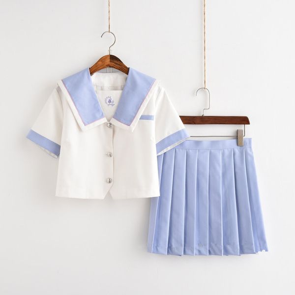 

2019 японская школьная форма для девочек матросские топы + галстук + юбка темно-синий стиль студенческая одежда для девочек лала болельщица, White