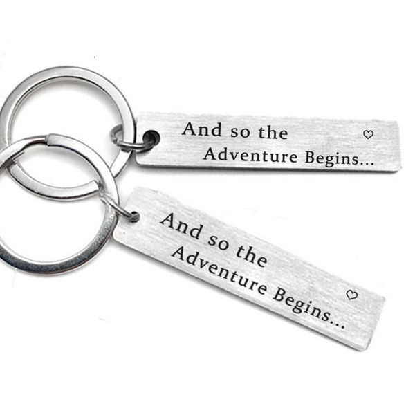 

and so the adventure beg.. wedding graduation tourism new life anniversary stainless steel key buckle, Silver