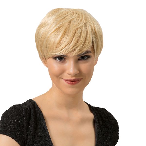 

естественные смотря парики человеческих волос женщин наслоенные короткие парики для партии косплея, Black