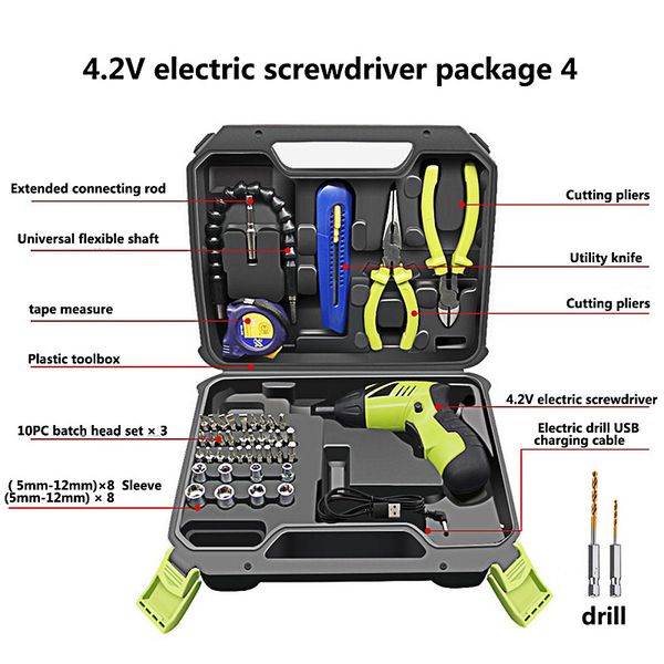 

cordless electric screwdriver rechargeable lithium battery 90 degree rotation drill scissors pliers measure household power tool