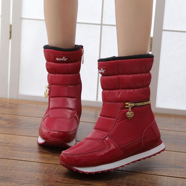 

snow boots women fall winter 2019 fashion waterproof mid-calf warm platform women shoes streetwear boots chaussures femme, Black