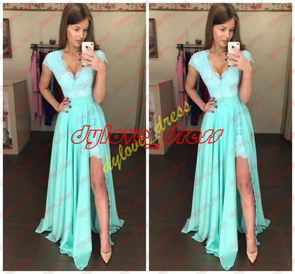 

2021 elegant mint green arabic plus size short evening gowns vestidos de fiesta high low formal dress black girl african prom dresses