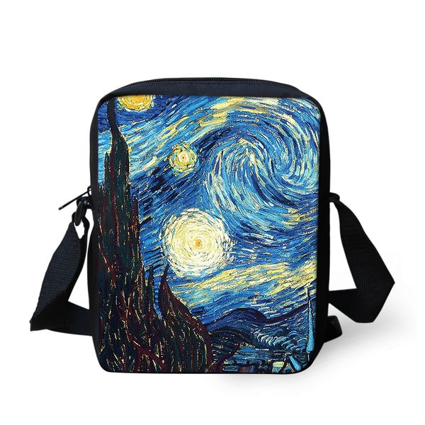 

ван известных картины печати женщины мужчины crossbody мини сумка девочки мальчики свободного пляж коммуникатор малых моды пользовательских