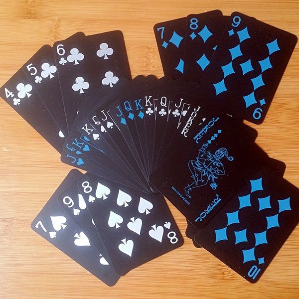 5 conjunto preto texas holdem clássico brinquedos engraçados poker poker impermeável pvc moagem dura placa de placa de jogo Jogos Magic Card HOMED13