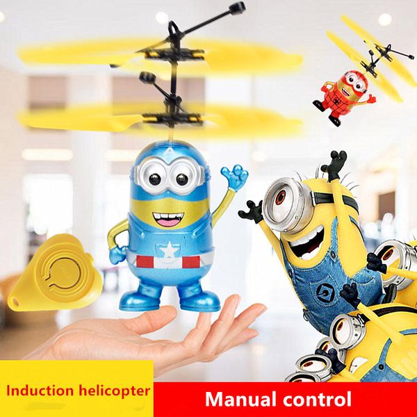 

minion fly flashing helicopter hand control rc toys minion helicopter quadcopter drone ar.drone with led with remote control