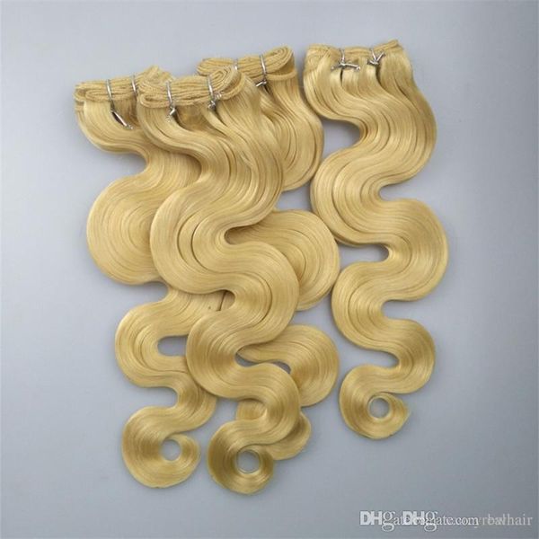 

blonde color 613# body wave hair bundles 3pcs lot 10"-30" hair weft, Black
