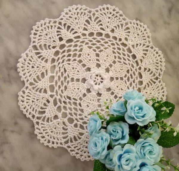 

modern cotton crochet doily round width 30cm placemat flower kitchen mug pads cup mat table cover decoration accessories