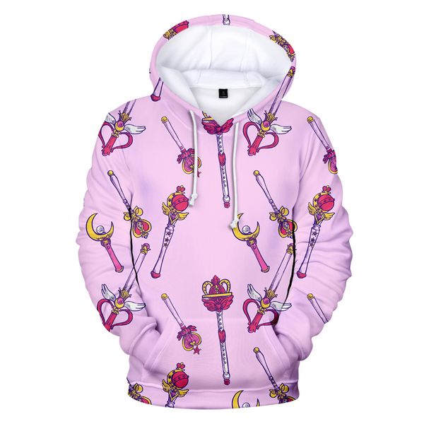 

leisure hip hop 3d sailor moon printing harajuku long sleeve sweatshirt women/men clothes 2019 leisure style hoodies, Black