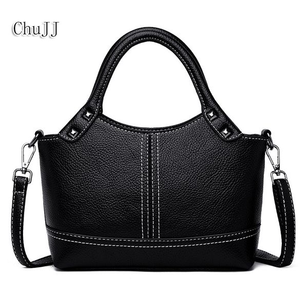 

chu jj women's genuine leather handbags fashion patchwork shoulder crossbody bags ladies messenger bag rivet women bags