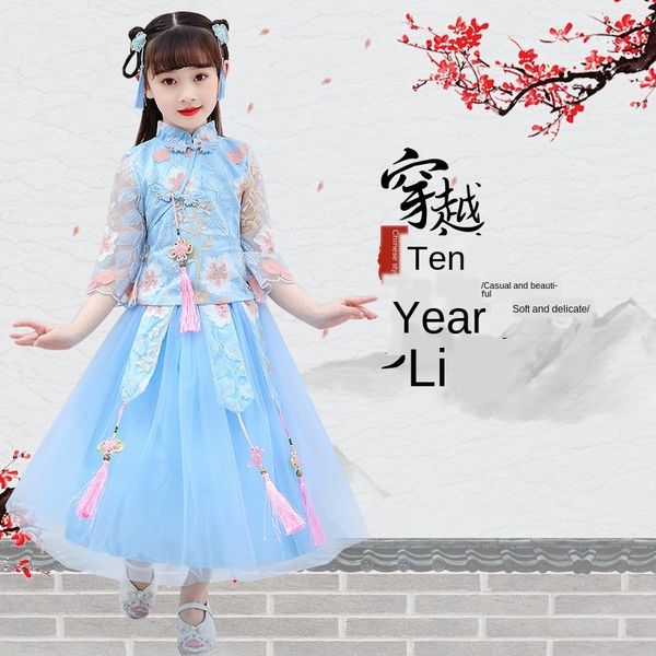 

children's hanfu girl's ancient theme costume ethnic clothing fairy 2020 new tang style princess dress middle school children&#039, Red