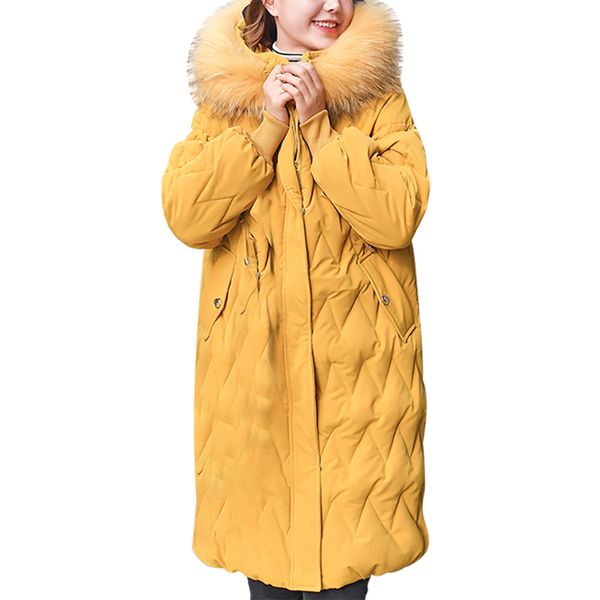 

jaycosin winter jacket women long parka loose woman coat outwear autumn solid color casual thicken coat womans, Tan;black