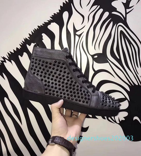 

fashion luxury designer sneakers classical designers shoe red bottom luxury shoes fashion brand studded spikes flat luxury shoe d3, Black