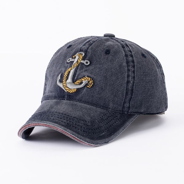 

baseball hat washed denim anchor hat men and women retro cap, Blue;gray