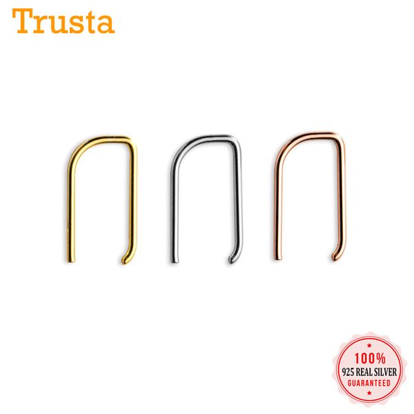 

trusta fashion genuine 925 sterling silver cute minimalist staple earrings hoop earring for women wedding jewelry gift ds1914, Golden;silver