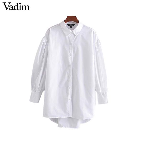 

vadim women chic oversized white black blouse long sleeve turn down collar shirt female stylish loose solid blusas lb621