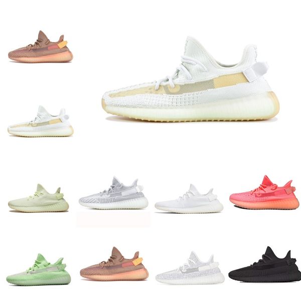 

kanye west clay white black static reflective gid glow in the dark mens running shoes hyperspace true form 35o v2 sports desigoer sneakers