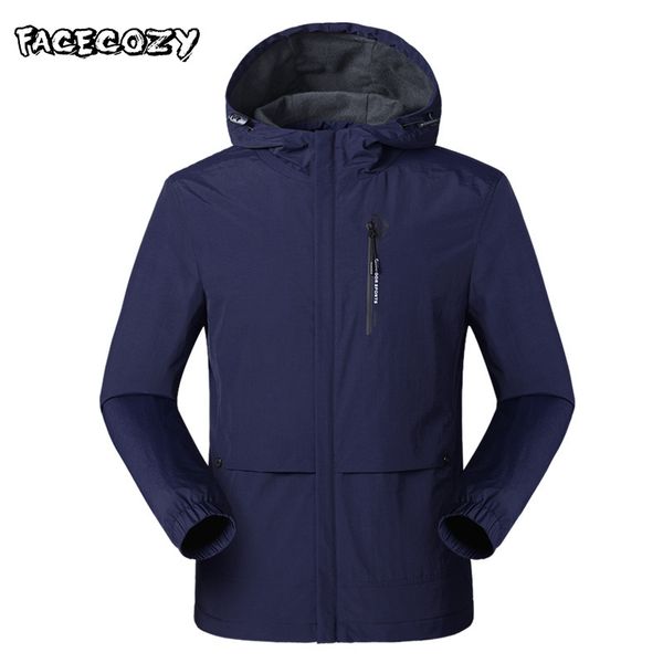 

facecozy men winter waterproof jacket outdoor softshell hiking jacket for camping climbing trekking fishing skiing windbreaker, Blue;black