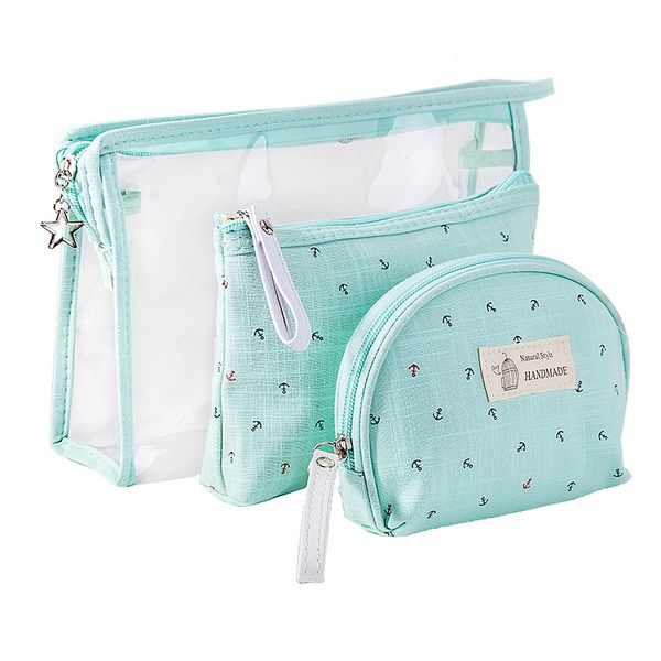 

new make-up bag transparent women's make-up bag set travel waterproof wash three piece set makeup storage