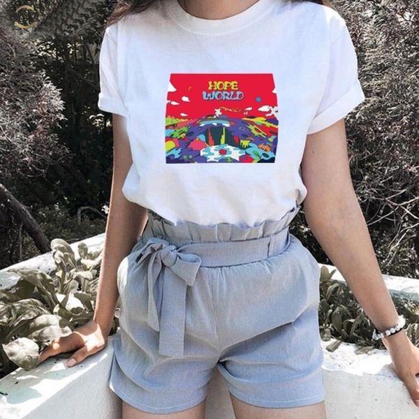 

hope world graphic shirt summer fashion women casual t-shirt funny hipster short sleeves fans t-shirt drop shipping, White