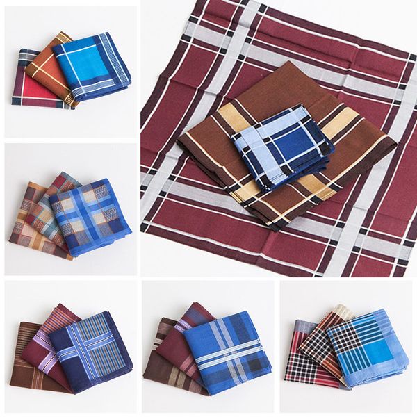 

3pcs multicolor plaid stripe men pocket square business chest towel pocket hanky handkerchief 43*43cm men's cotton hankerchiefs t200618, Blue;white