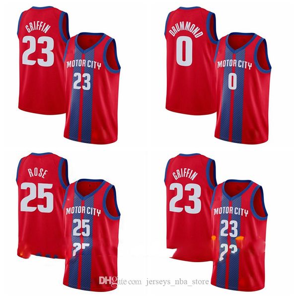 

detroit pistons jersey authentic 23 blake griffin derrick rose 25 andre drummond 0 red basketball jerseys edition city, Black;red