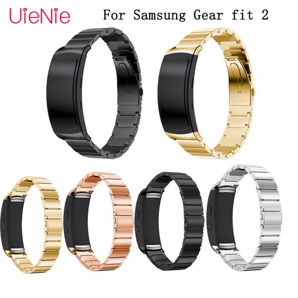 

metal stainless steel watch wrist band strap for samsung gear fit 2 band for samsung fit 2 sm-r360 classic frontier watchstraps, Black;brown
