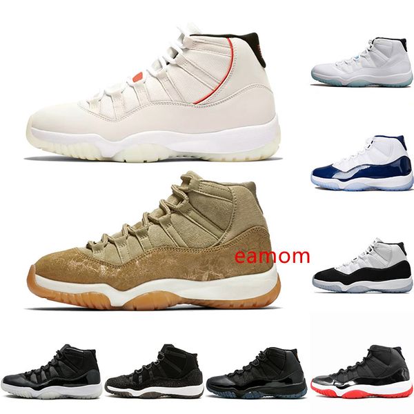 

11 platinum tint concord 45 mens basketball shoes 11s xi cap and gown olive lux gamma blue unc trainer sports sneakers, Black