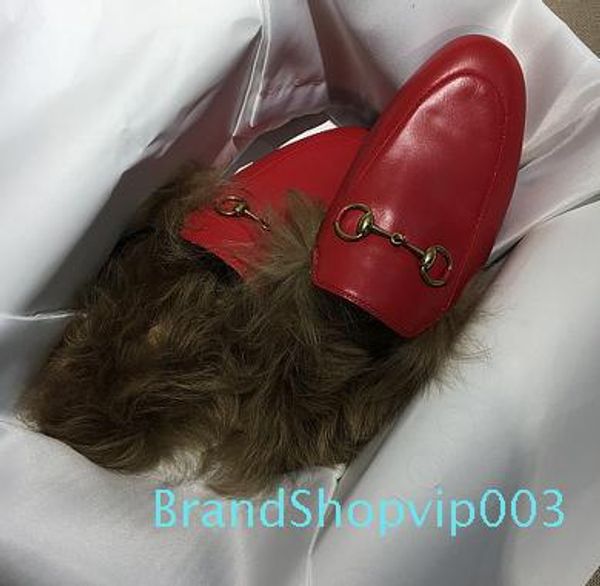 

brand womens casual fur slippers mules flats suede mule shoes luxury designer fashion genuine leather loafers shoes metal chain ladies, Black