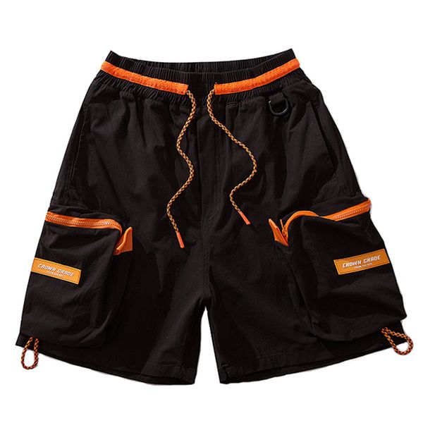 

Hip Hop Multi Pockets Cargo Baggy Shorts Streetwear Mens Summer Casual Short Pants Fashion Male Trousers Orange