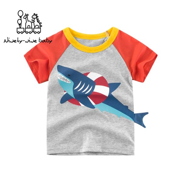 

cartoon print baby boys whale t shirt for summer infant kids boys girls lion t-shirts clothes cotton toddler whale 3-8y, Blue
