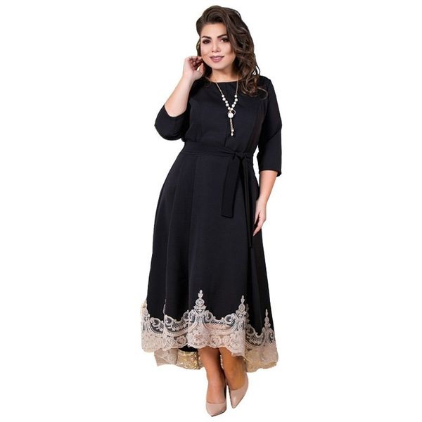 

summer women's black lace party dress large size dress christmas elegant top, Black;gray