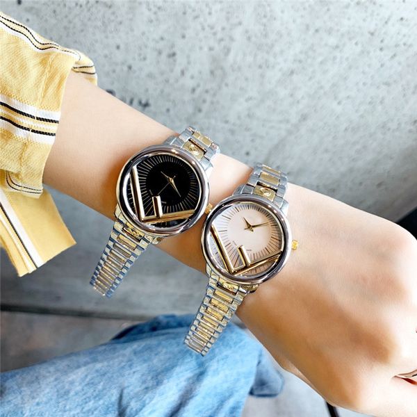 

fashion brand watches women girl style steel metal band quartz wrist watch fe01, Slivery;brown
