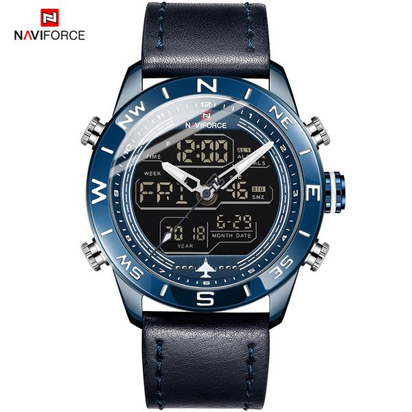 

new naviforce men's multifunction creative watch men quartz chronograph wristwatches dual time male clockwatch relogio masculino, Slivery;brown