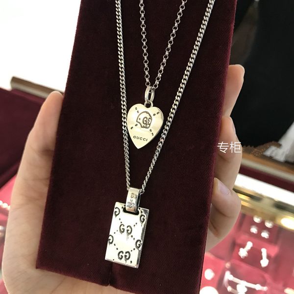 

Two g vintage keleton fa hion quare pendant necklace for women men out tar choker gg necklace luxury brand jewelry