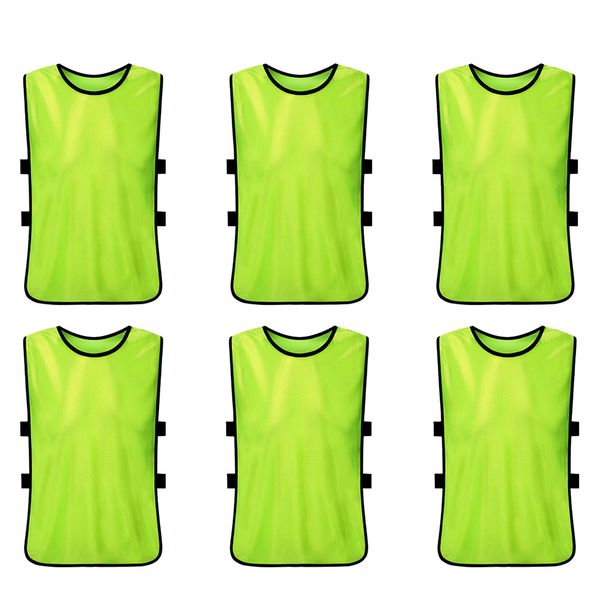 

6 pcs adults soccer training pinnies jerseys quick drying football vest for team training basketball football soccer practice, Black