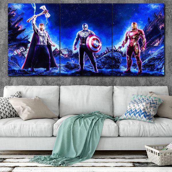

marvel avengers холст плакаты home decor wall art framework 3 шт. картины style3 для гостиной hd отпечатки кинофильмы