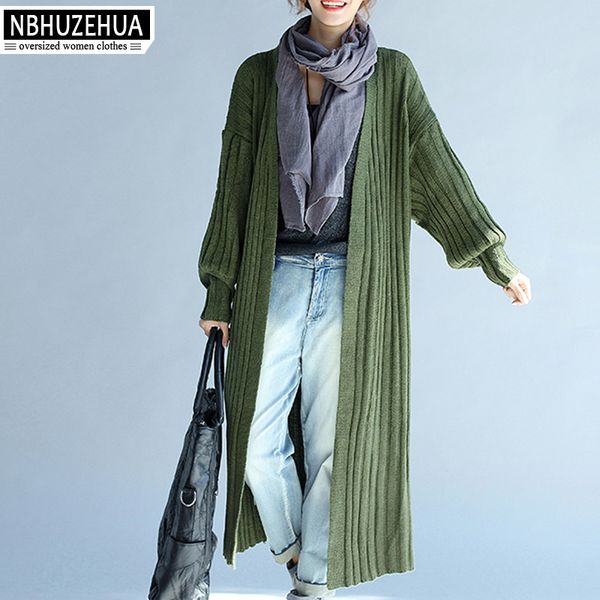 

nbhuzehua 7g257 4xl 5xl 6xl cardigan women sweater loose lady winter long knitted cardigans plus size casual poncho women, White;black