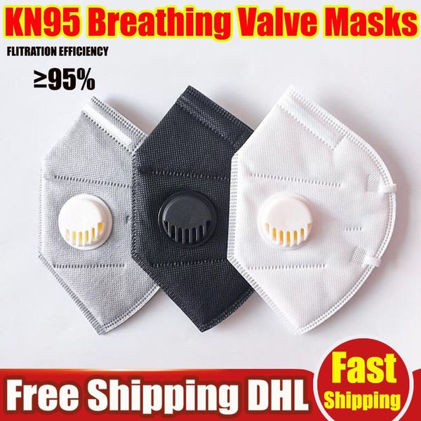 

factory sale dhl ready folding kn95 ce ffp2 mask with breathing valve anti-dust n95 face mouth masks anti smoke and allergies pm2.5