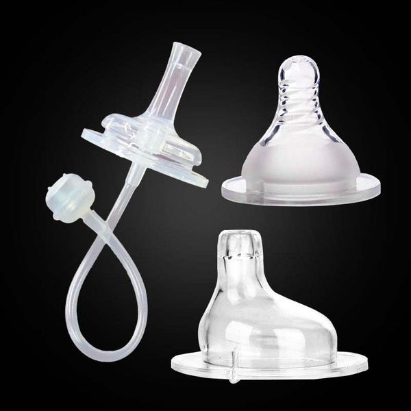 

3pcs baby bottle straw cup straw accessories replacement wide mouth caliber silicone feeding accessories