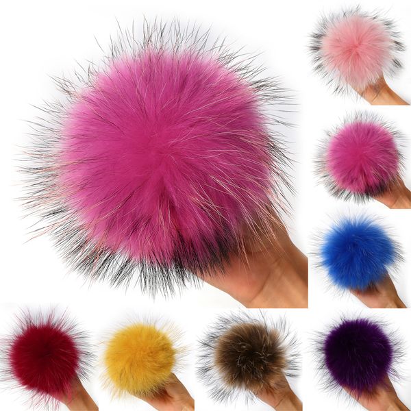 

new arrival soft raccoon fur knitted hat cap beanies pompoms fur balls for keychain pendant chaveiro scarves shoes accessory