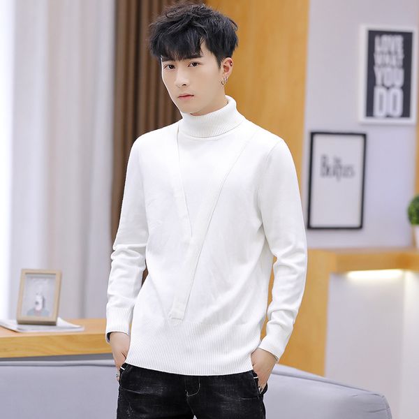 

winter long sleeves mens sweaters white red black green gray pullovers turtleneck casual new fashion men sweater, White;black
