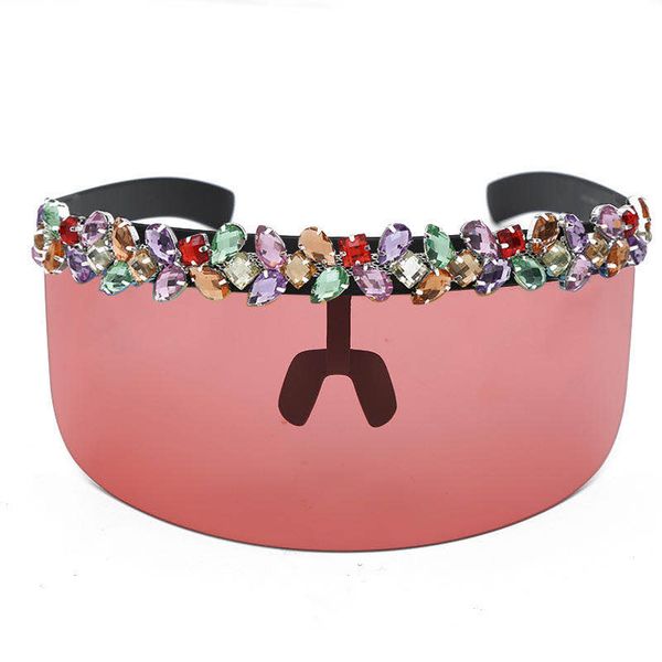 

High quality dazzling fashion sunglasses 7 colors mirror unisex designer sunglasses gorgeous diamond integrated big frame beach riding outdo