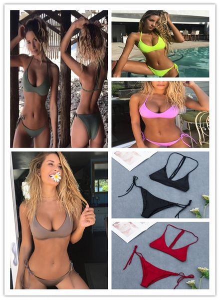 

2019 popular pure color women's split 2019 popular pure swimsuit color women's bikini split swimsuit bikini, White;black