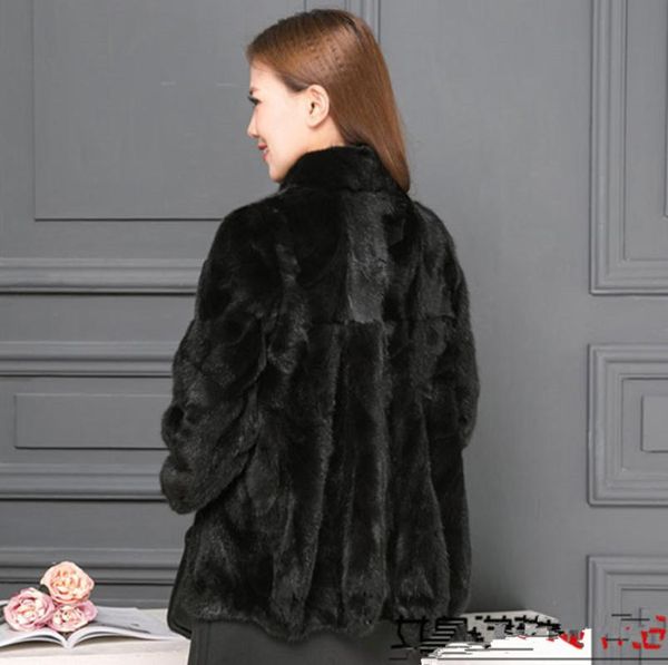 

women's fur & faux 2021 fashion real mink pieces women coat, Black