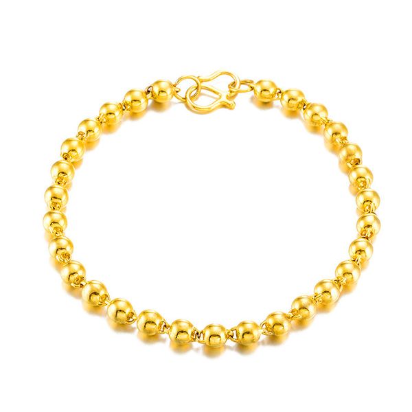 

luxury 24 k golden surface beads beads bracelet k gold transport round bead placer gold bracelet & women do not fade, Black
