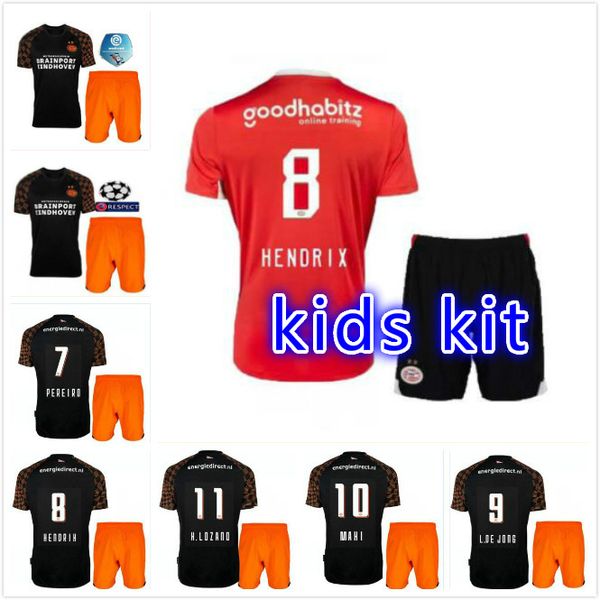 

19 20 p v eindhoven away kid kit occer jer ey black 2019 2020 cami eta pereiro hendrix l de jong maxi h lozano football hirt thailand