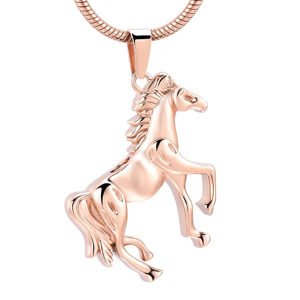 

h10072 розовое золото нержавеющая сталь бегущая лошадь кремация мемориал кулон для пепла урна ожерелье на память для мужчин ювелирные издели, Silver