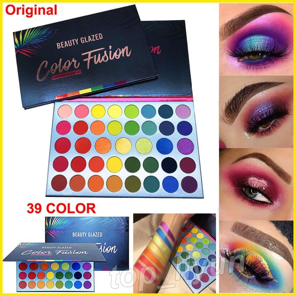 Красота глазурованные макияж палитра цветовой палитра Fusion Eyde Shadow 39 Цветов Высоко пигментированные матовые мерцающие блеск палитра Rainbow