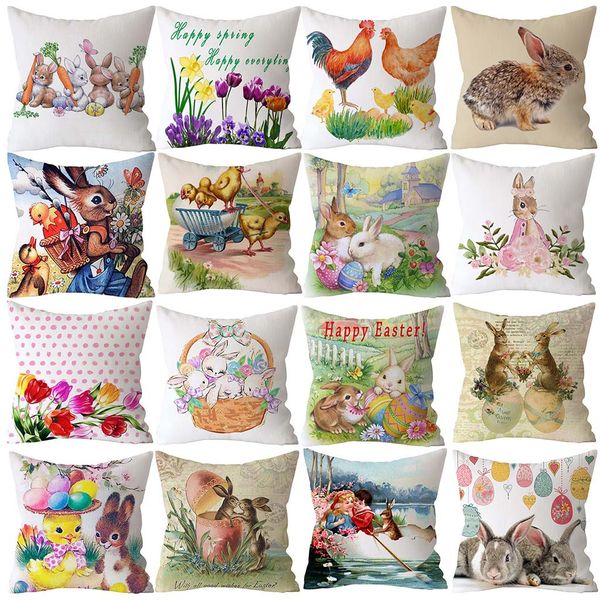 

cushion cover easter rabbit print pillowcase polyester sofa car home decor cojines decorativos para sof decorative pillows