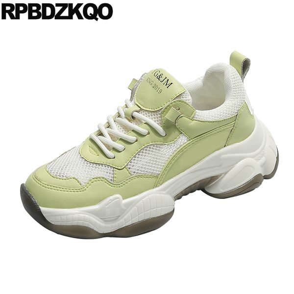 

trainers mesh creepers platform shoes shallow women breathable wedge yellow lace up green latest sneakers china elevator muffin, Black